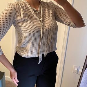 loft Petites blouse black polka dots